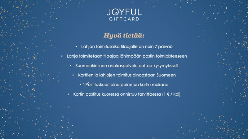 Joyful lahjakortti (painatuksella) - Avecor Oy - Liikelahjat ja markkinointituotteet yrityksille