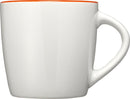 Aamu keraaminen muki 340 ml (painatuksella) valkoinen/oranssi - Avecor Oy - Liikelahjat ja markkinointituotteet yrityksille